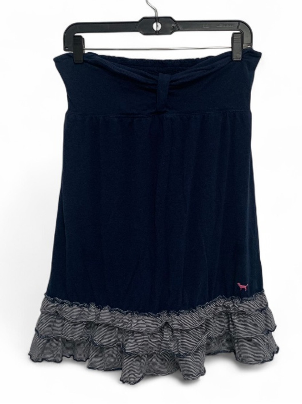 Y2K PINK Victoria's Secret Navy Strapless Mini Dress with Ruffle Hem